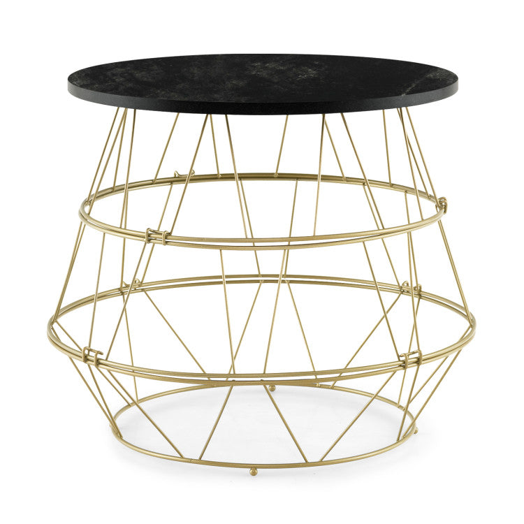 Round Metal Frame Side Table with Removable Top