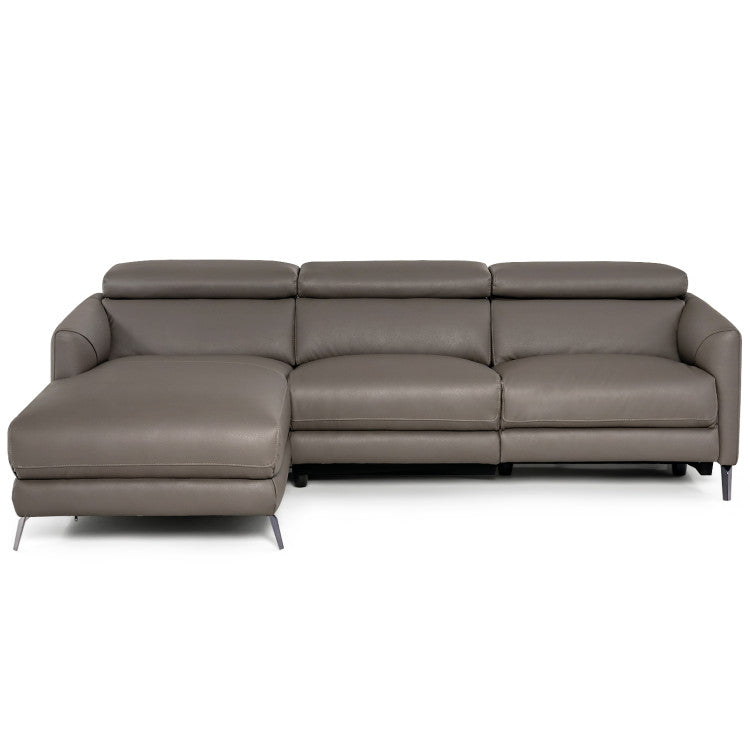 Leather Air Power Reclining Sectional Sofa with Adjustable Headrests