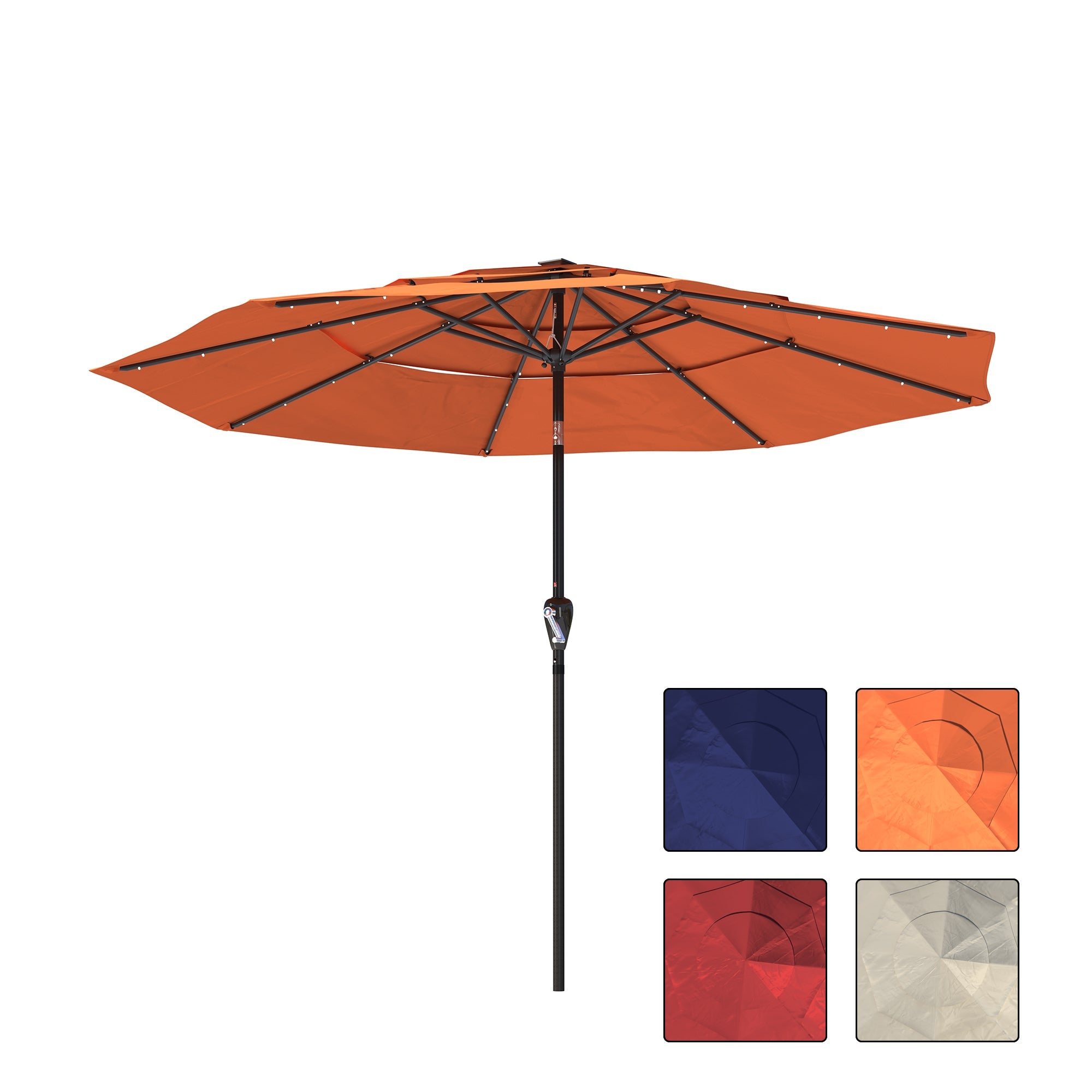 3-Tier Patio Umbrella with Led Lights 11ft Outdoor Patio Table Umbrella Large Umbrella Pool Umbrella For Deck, Pool, Garden, Patio,Orange
