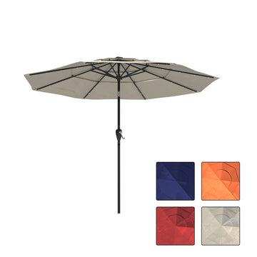 3-Tier Patio Umbrella with Led Lights 10ft Outdoor Patio Table Umbrella Large Umbrella Pool Umbrella For Deck, Pool, Garden, Patio,Beige