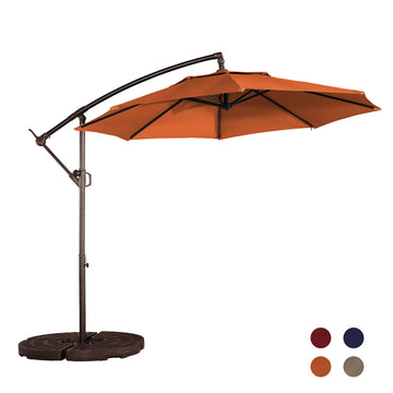 10ft Patio Umbrella, Outdoor Offset Cantilever Umbrella, Infinite Tilt, Crank and Cross Base,Orange