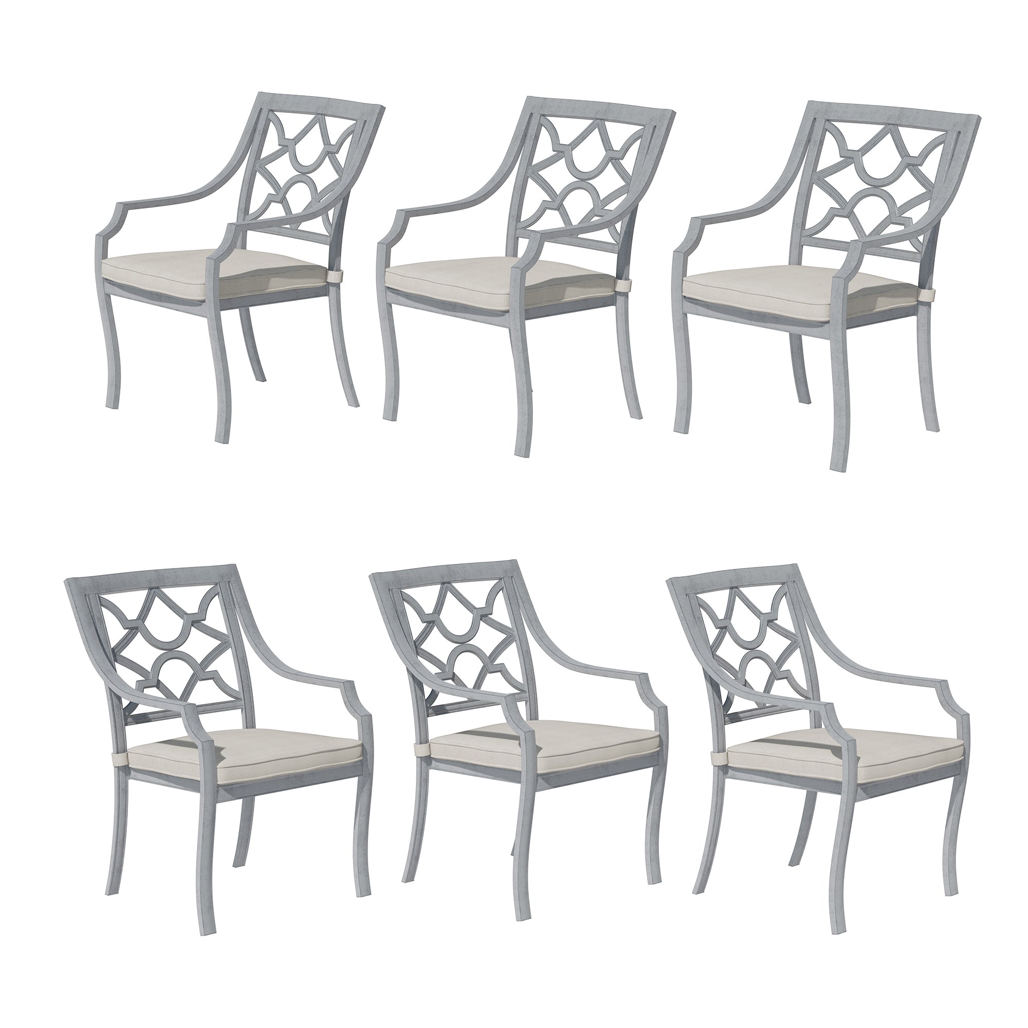 Powder-Coated Cast Aluminum Outdoor Dining Armchair with Weather-Resistant Cushion