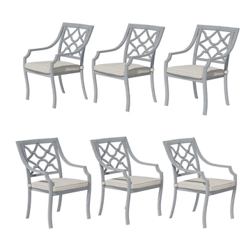 Powder-Coated Cast Aluminum Outdoor Dining Armchair with Weather-Resistant Cushion