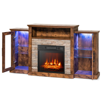 Electric Fireplace TV Stand with 16-Color Led Lights for TVs up to 65 Inch