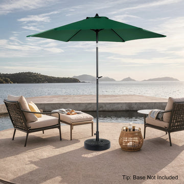 9FT Outdoor Patio Umbrella Outdoor Table Umbrella with Push Button Tilt and Crank, Deck, Backyard, Pool, No Base,Dark Green