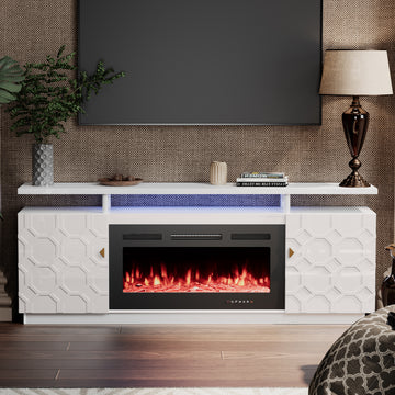 Clihome Tv Stand Cabinet With a 36-Inch Electric Fireplace