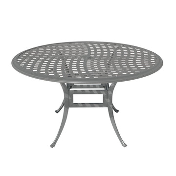 53-Inch Powder-Coated Cast Aluminum Outdoor Dining Table with Umbrella Hole - Weather-Resistant Patio Table