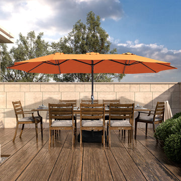 15 ft. Steel Patio Umbrella, with Base and Sandbags, Weather-Resistant£¬Orange