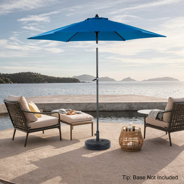 9FT Outdoor Patio Umbrella Outdoor Table Umbrella with Push Button Tilt and Crank, Deck, Backyard, Pool, No Base, Blue