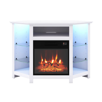 Fireplace Corner TV Stand with LED Lights and Smart APP Control for 50 Inches TV