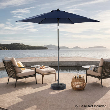 9FT Outdoor Patio Umbrella Outdoor Table Umbrella with Push Button Tilt and Crank, Deck, Backyard, Pool, No Base, Navy Blue