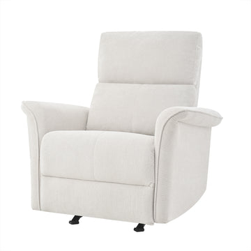 Manual Rocker Recliner Chair for Adults,Manual Rocking Glider Recliner for Small Spaces,Fabric Nursery Chair,Single Sofa Recliner for Home Theater Living Room Bedroom,Wide Armrests(Fabric/PU Gray)