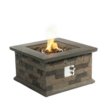 56" Fire pit Table for Outside, 50,000 BTU Large Rectangular Stone Gas Fire pit with Lava Rocks & Rain Cover
