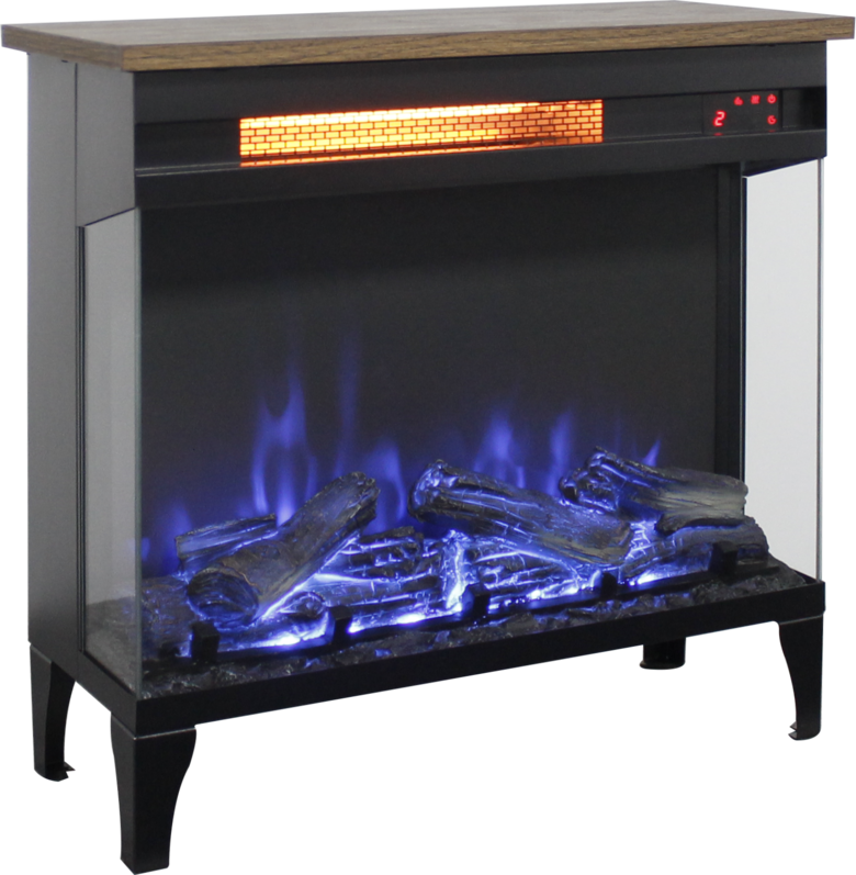 24 inch three sided glass electric fireplace with feet