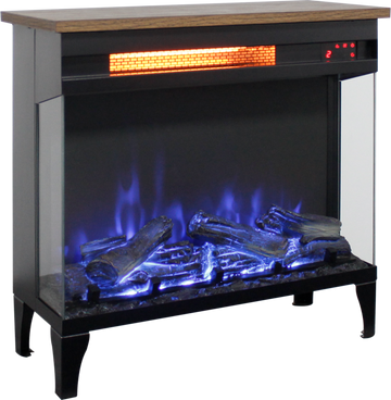 24 inch three sided glass electric fireplace with feet