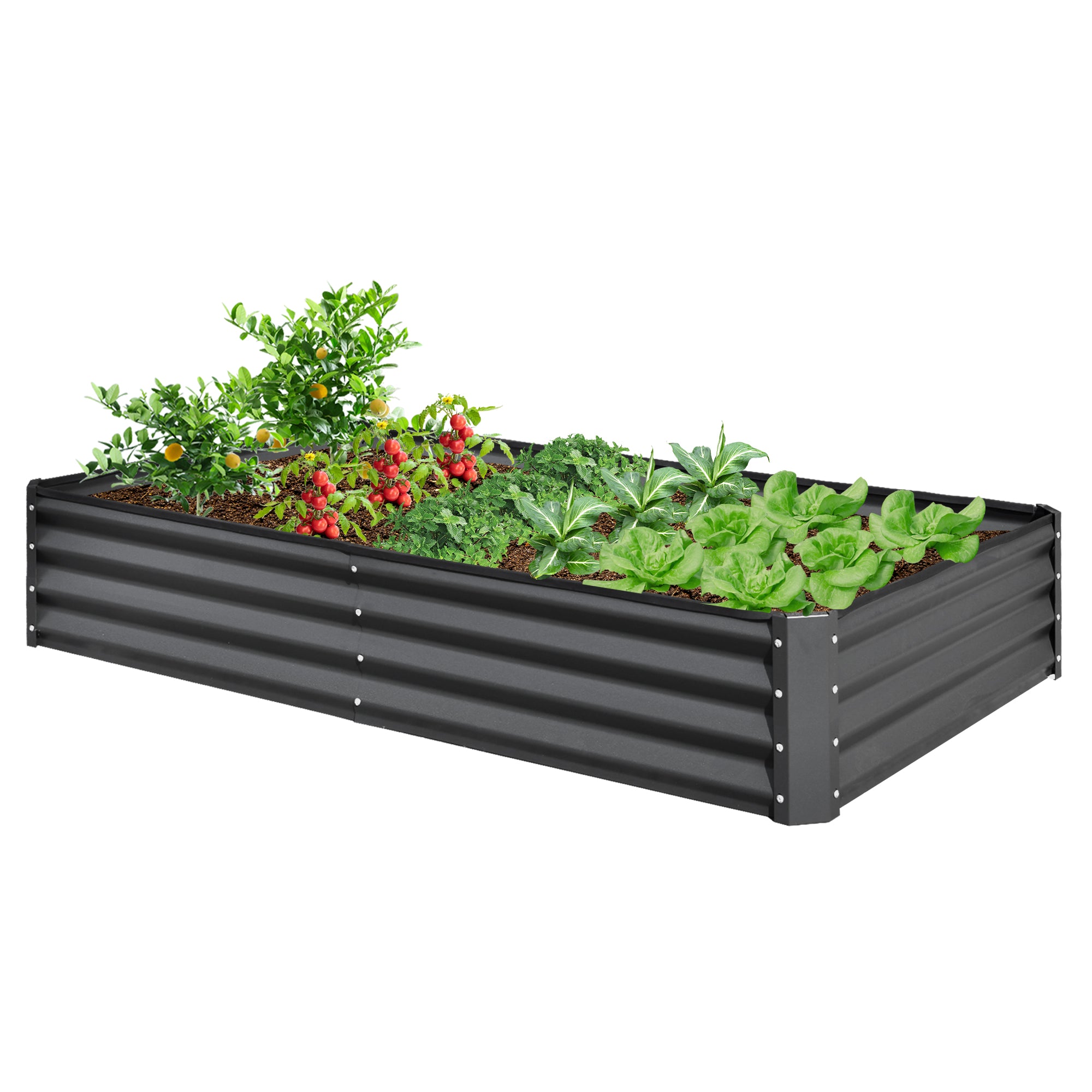 8x4x1 ft Galvanized Raised Garden Bed, Outdoor Planter Garden Boxes Large Metal Planter Box for Gardening Vegetables Fruits Flowers, Gray/Green/Silver