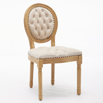 French Style Solid Wood Frame Antique Painting,Hand-pulled buckle decoration Velvet artificial leather Dining Chair with Nailhead Trim ,Wood Legs,Steel Spring inner,Set of 2,Beige/Gray/Blue