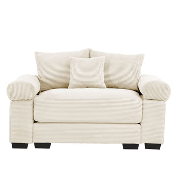 54.3-inch extra-large cloud modular sofa, corduroy fabric, thickened armrests, with cushions and footstool.