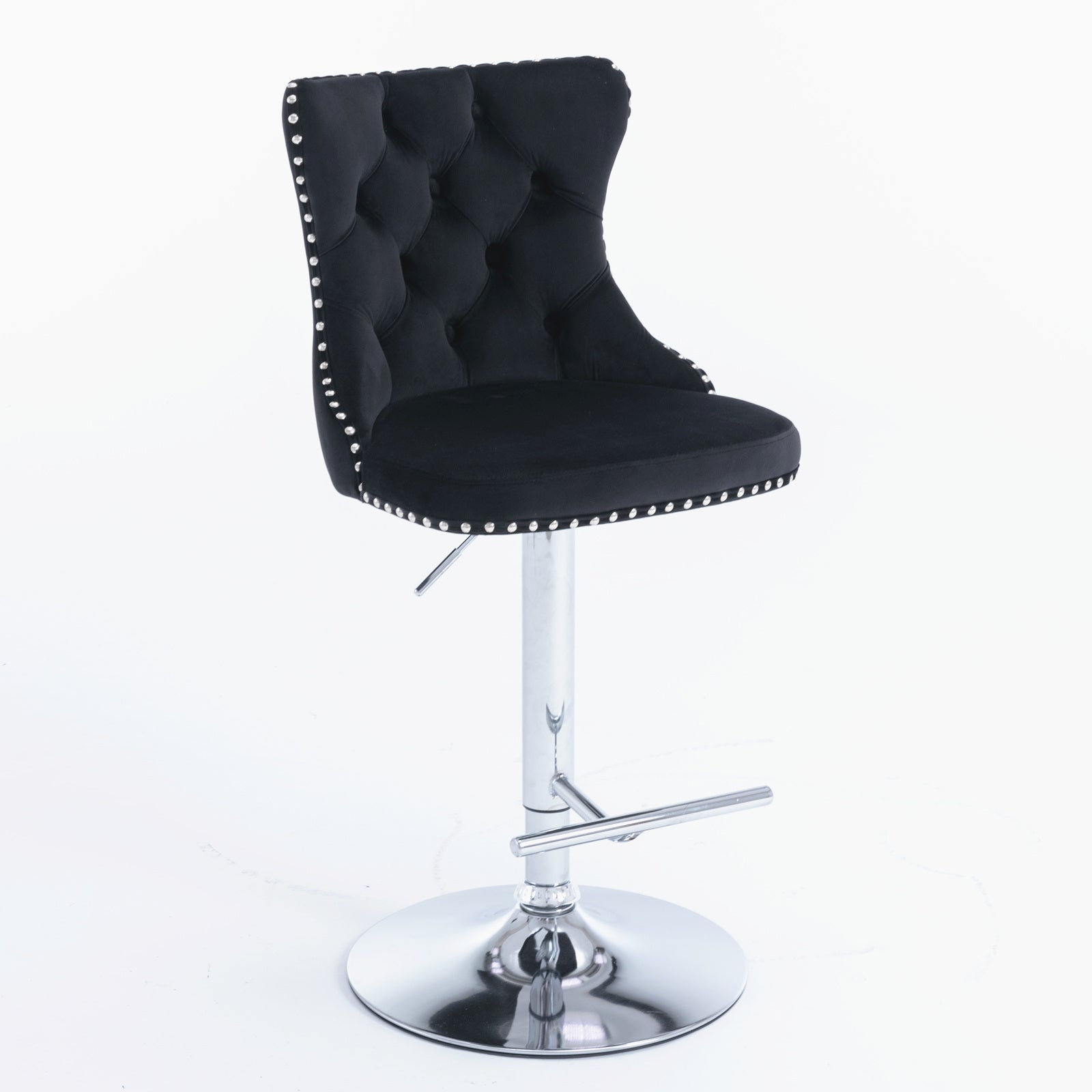 Swivel Velvet Barstools Adjusatble Seat Height from 25-33 Inch, Chrome base Bar Stools with Backs Comfortable Tufted for Home Pub and Kitchen Island,Set of 2