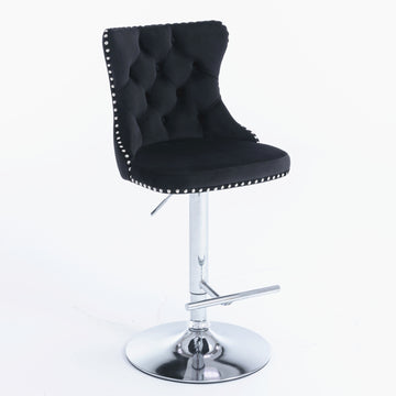 Swivel Velvet Barstools Adjusatble Seat Height from 25-33 Inch, Chrome base Bar Stools with Backs Comfortable Tufted for Home Pub and Kitchen Island,Set of 2