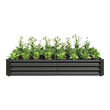 Raised Garden Bed Outdoor, 6×3×1ft , Metal Raised Rectangle Planter Beds for Plants, Vegetables, and Flowers - Black/Silver