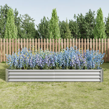 Raised Garden Bed Kit - Metal Raised Bed Garden 7.6x3.7x0.98ft for Flower Planters, Vegetables Herb Silver/Black