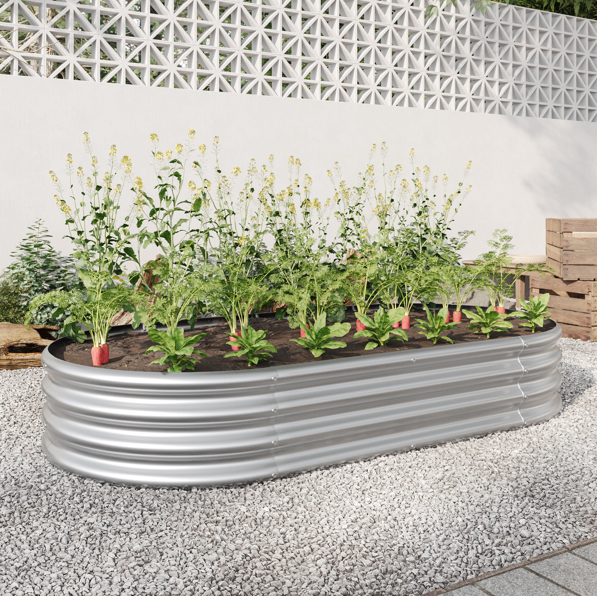 2Pcs 4x2x1ft Raised Garden Bed Kit, Galvanized Planter Raised Garden Beds for Outdoor for Vegetables,Flowers &Herbs, Heavy Duty, Rust-Resistant, Easy Assembly
