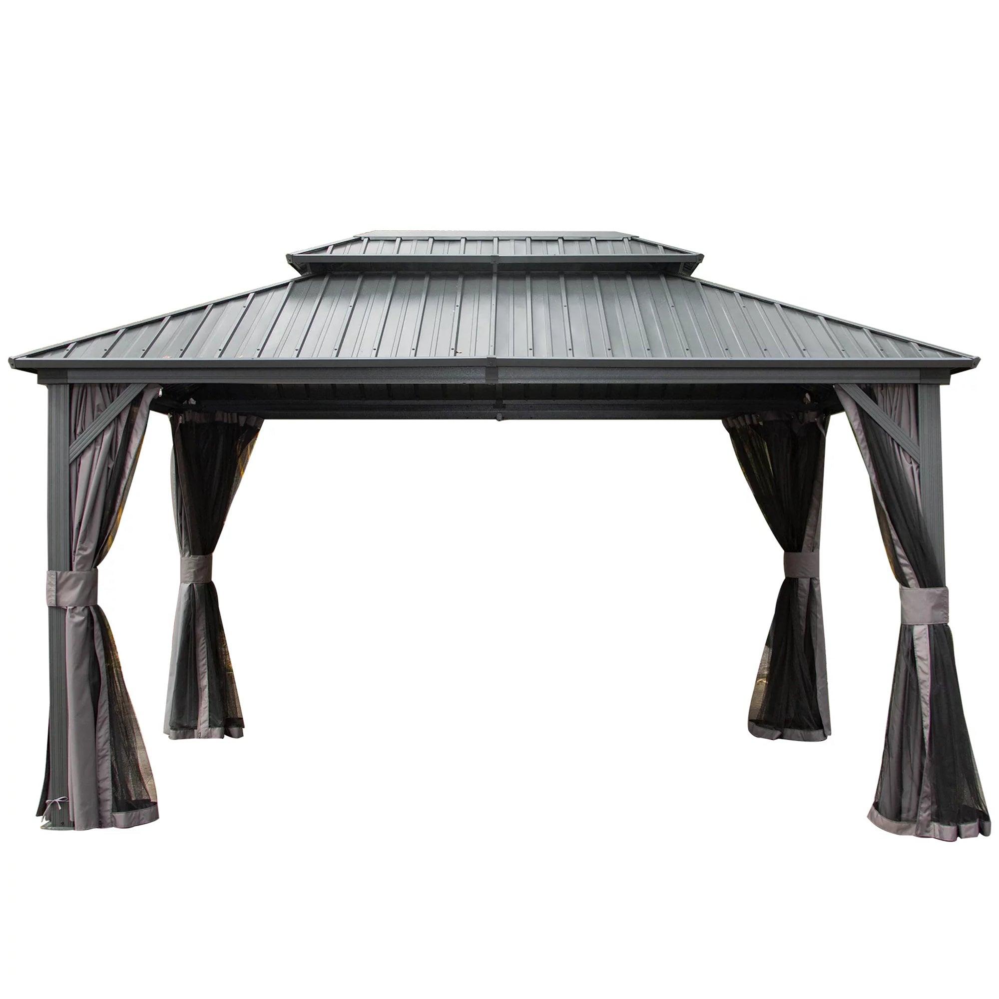 Clihome 12-ft x 10-ft Hardtop Gazebo Brown Gazebo with Hardtop Roof