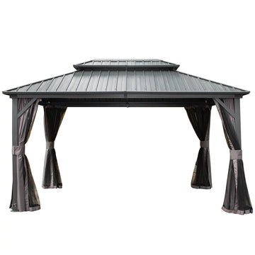 Clihome 12-ft x 10-ft Hardtop Gazebo Brown Gazebo with Hardtop Roof