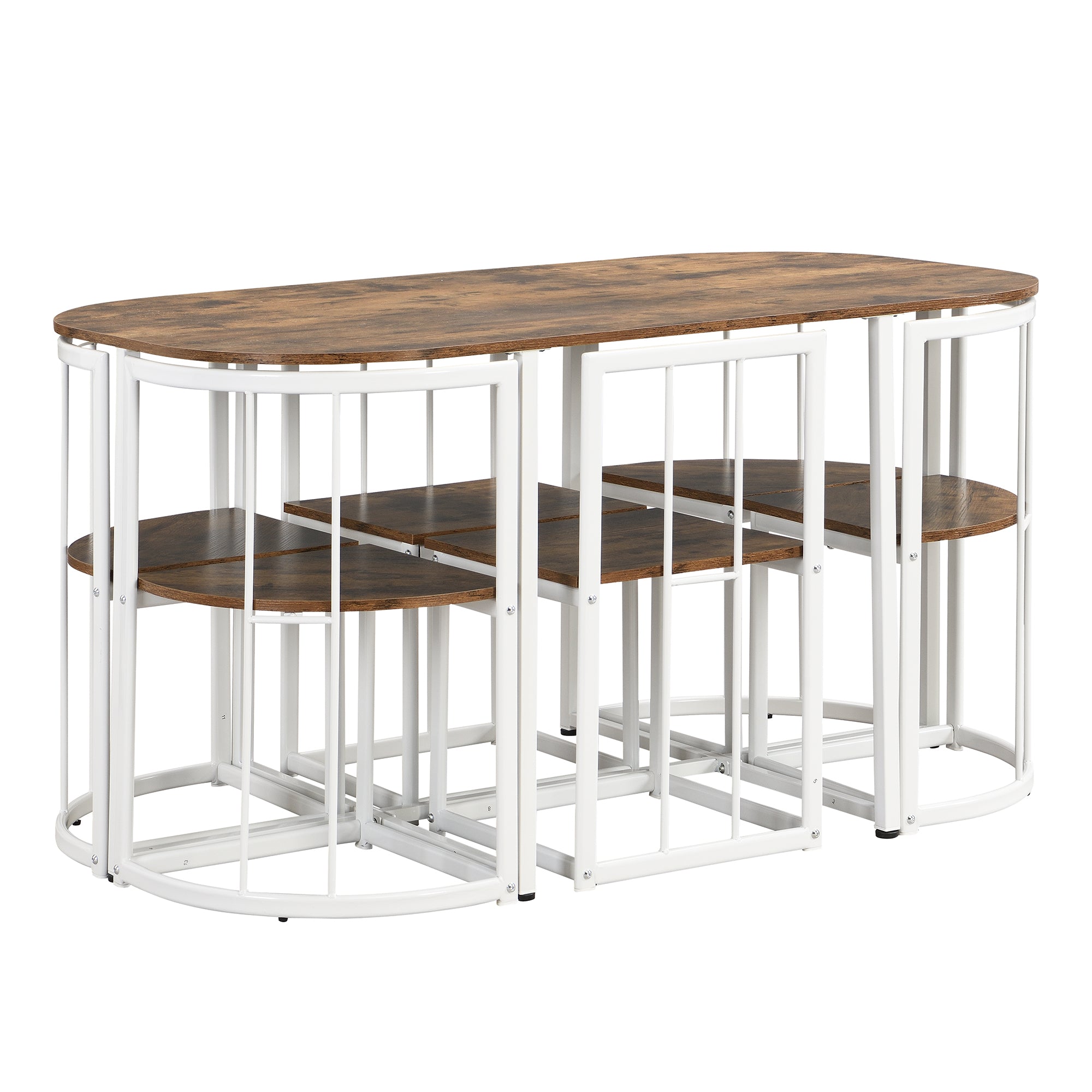 TOPMAX Modern 7-Piece Dining Table Set with Faux Marble Compact 55Inch