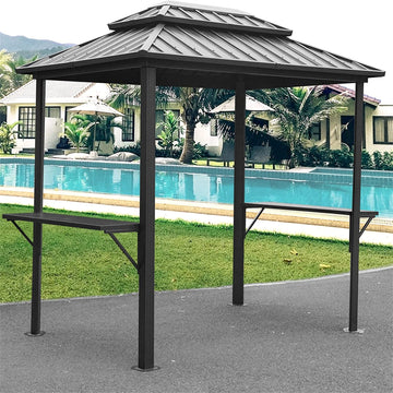 Clihome 8.1-ft x 5.97-ft Grill Gazebo Gray Grill Gazebo with Hardtop Roof
