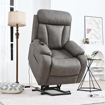 Electric Power Lift Recliner Chair for Elderly, Fabric Recliner Chair for Seniors,Living Room Chair,Remote Control (Dark Gray)