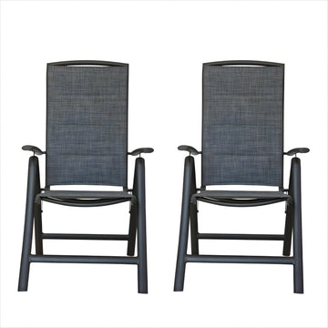 Folding Patio Chairs Set of 2, Aluminium Frame Reclining Sling Lawn Chairs Double-Layered Textilene Chairs