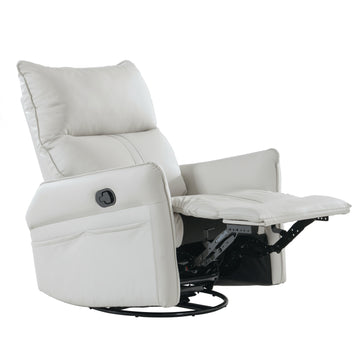 Rocking Recliner Chair,360 ° Swivel Nursery Rocking Chair,Glider Chair,Modern Small Rocking Swivel Recliner Chair for Bedroom,Living Room Chair Home Theater Seat,Side Pocket(Light Gray/Brown+360°Swivel)