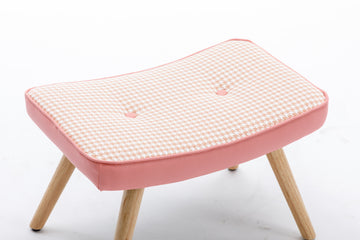 Wooden Step ottoman,Wooden Step Stool for Adults,Square Cushion Foot Stool,Small Stool with Non-Slip Pad,Wood Stool Suitable for Bedroom, Living Room and Kitchen (PINK)