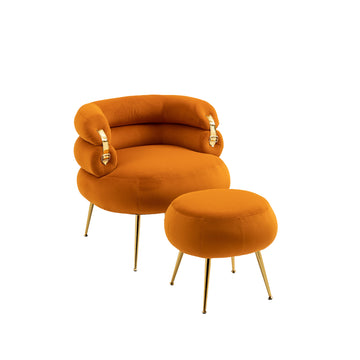 Clihome Velvet Accent Chair Modern Upholstered Armchair Tufted Chair with Metal Frame, Single Leisure Chairs  for Living Room Bedroom