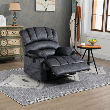 Large Manual Recliner Chair in Fabric for Living Room, Grey1/ Beige/ Dark Gray/ Yellow/ Grey2