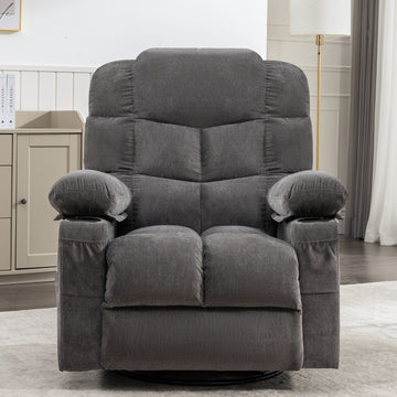 Massage Rocker Recliner Chair Rocking Chairs for Adults Oversized with 2 Cup Holders, USB Charge Port Soft Features a Manual Massage and Heat. GREY/BLUE