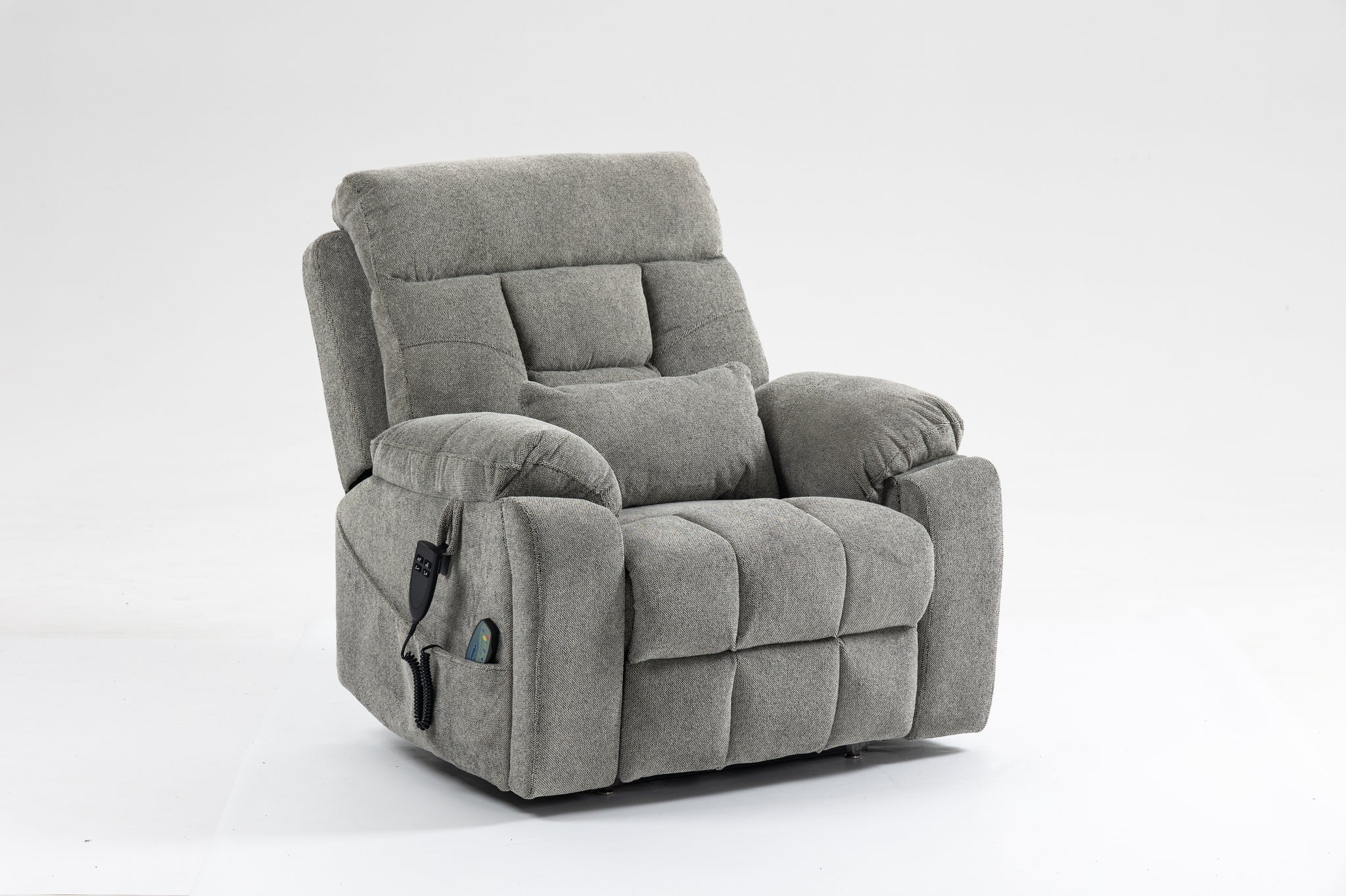 Old age electric lift chair, flat high density foam electric sofa, with heating and massage functions, can tilt to 180 degrees, 2 pocket cup holders, 2 remote controls, dual OKIN motors