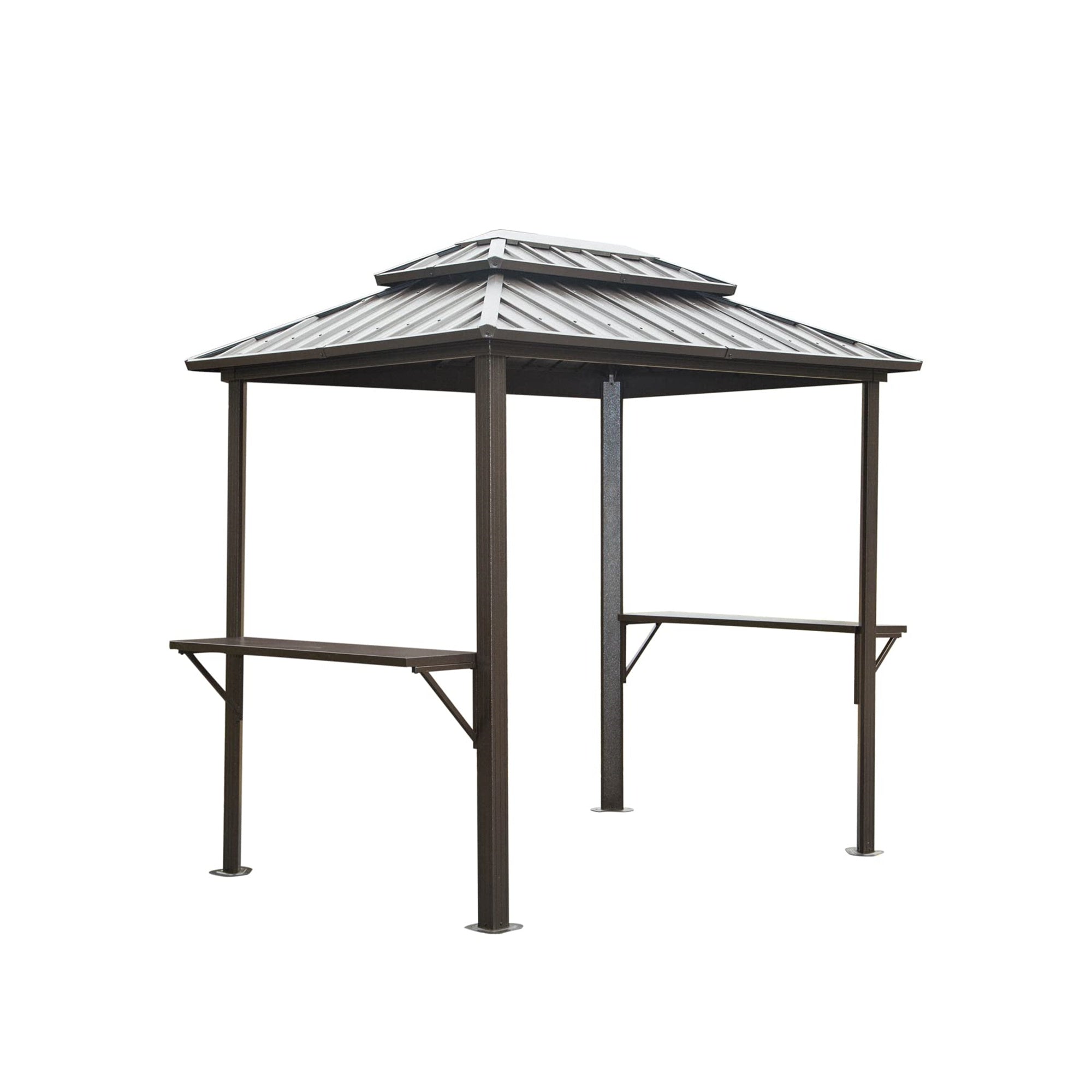 Clihome 8.1-ft x 5.97-ft Grill Gazebo Brown Grill Gazebo with Hardtop Roof