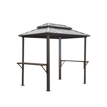 Clihome 8.1-ft x 5.97-ft Grill Gazebo Brown Grill Gazebo with Hardtop Roof