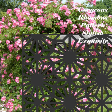 Metal Privacy Screens and Panels with Free Standing, Freestanding Outdoor Indoor Privacy Screen, Decorative Privacy Screen for Balcony Patio Garden, Sun Flower Shape