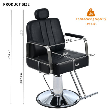 Premium Reclining barber Chair Salon Chair for Hair Stylist with Heavy Duty Hydraulic Pump, 360° Rotation, Tattoo Chair Shampoo Beauty Salon Equipment, Max Load Weight 400 Lbs, Black