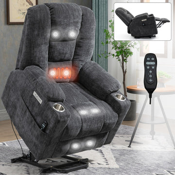 Clihome Single Sofa Home Theater Seating Recliner Chair in Gray