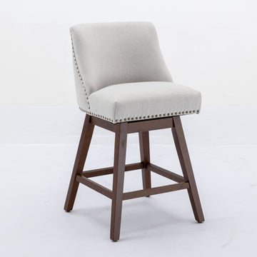 Counter Height Swivel Barstools, 26'' H Seat Height Upholstered Bar Stools Set of 2