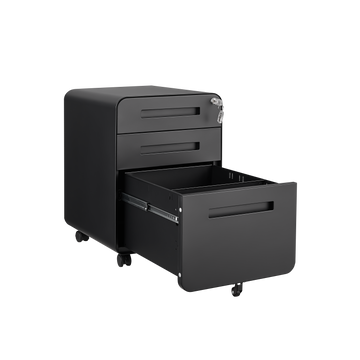 3 Drawer Mobile File Cabinet Under Desk Office,Simple Style Versatile Storage Cabinet for Legal/Letter/A4 Files, 5 Wheel Design Anti-Tilting Cold Rolled Steel Waterproof Moisture-Proof Black