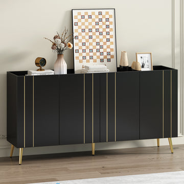 Luxurious Shoe Cabinet with 5 Metal Legs, Modern TV Stand with 4 Adjustable Shelves for TVs Up to 70