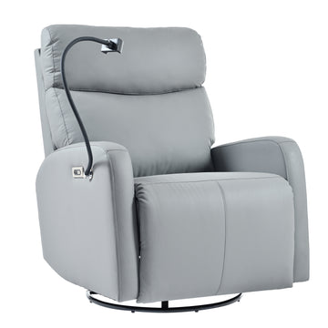 270° Power Swivel Rocker Recliner Chair, Electric Glider Reclining Sofa with USB Ports, Power Swivel Glider, Rocking Chair Nursery Recliners for Living Room Bedroom(Light Gray/Blue Gray+270° Swivel)
