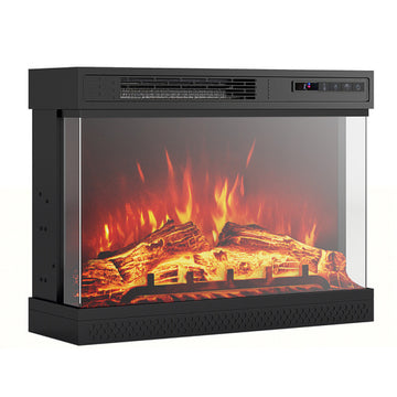 24 Inches 3-Sided Glass Electric Fireplace Heater with Remote Control