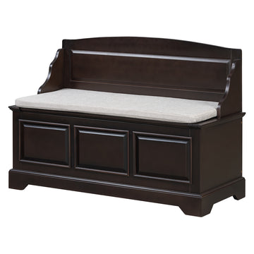 Clihome Shoe Bench, Retro Shoe Storage Bench with Safe Soft-Close Devices, Storage Chest with Hidden Storage and Cushion for Entryway, Hallway, Living Room (Espresso)